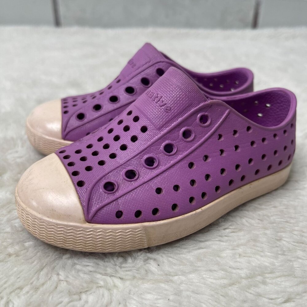 Native Kid's Purple Jefferson Rubber Washable Sneakers Slip On Shoes Size 7 - Picture 3 of 10